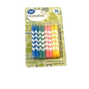 great value 16 count birthday‎ party cake candles blue green pink yellow